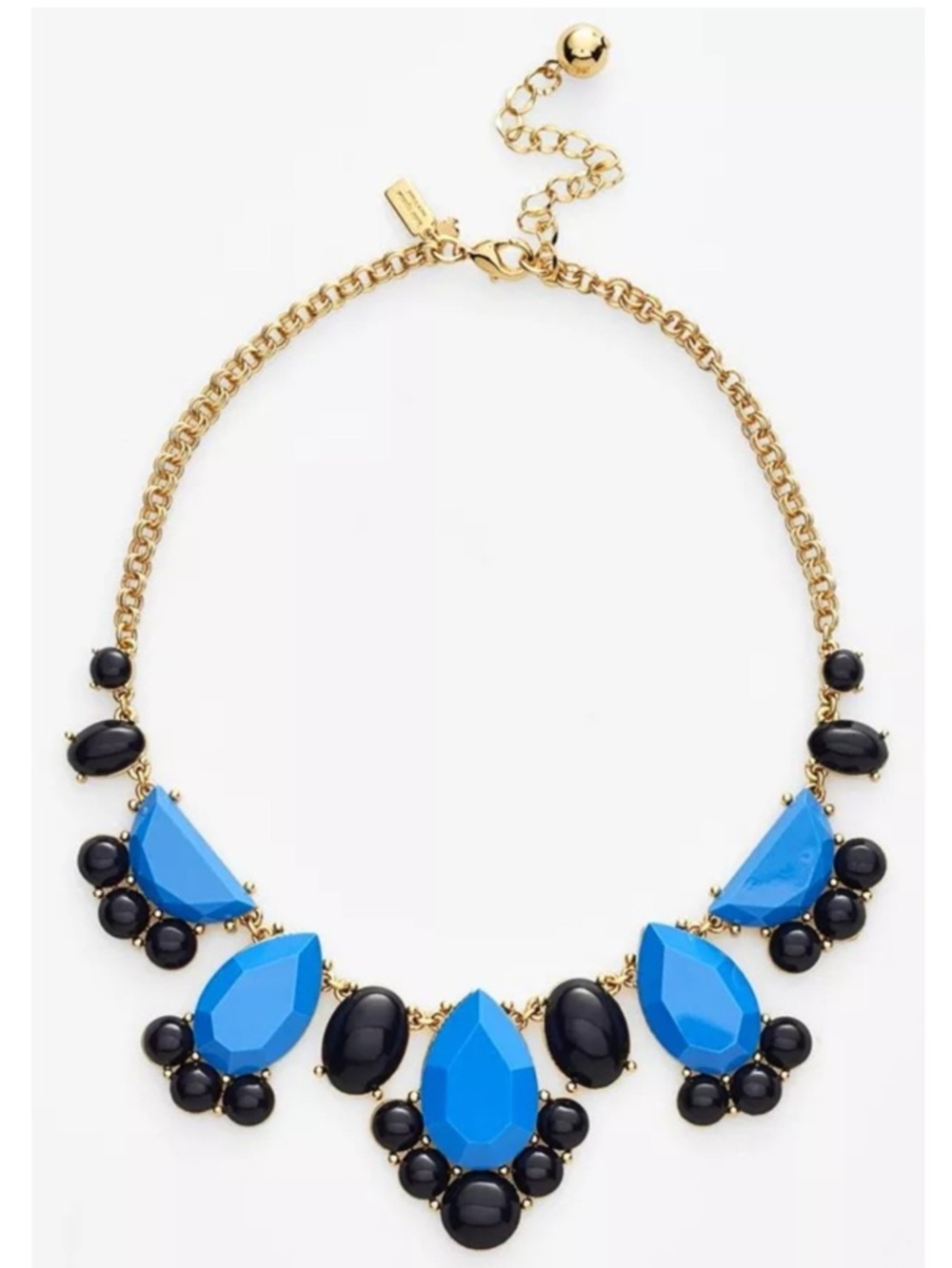 KATE SPADE, Day Tripper BIB Statement NECKLACE Blue, Black & 
Gold 12k